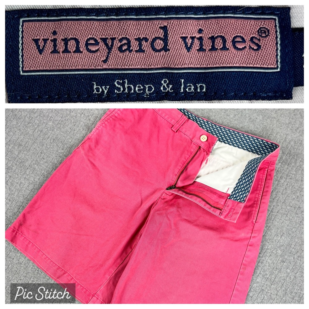 Vineyard Vines Chino Pink Shorts Womens 20 (29) Whale Logo Cotton Twill Casual
